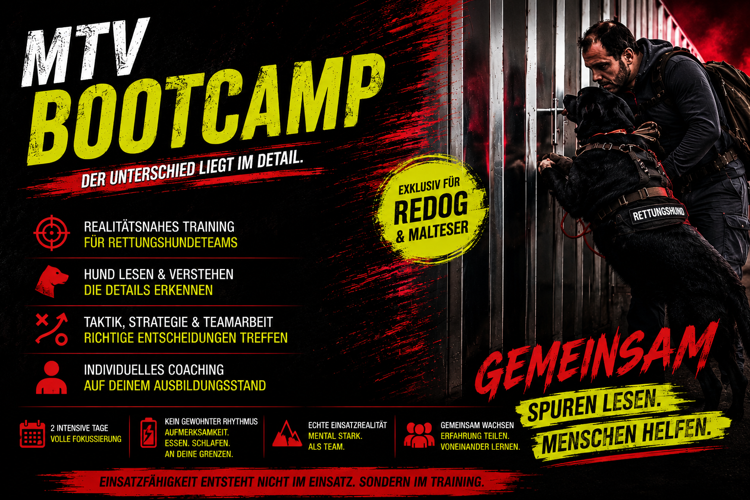 MTV-  Bootcamp für Rettungshundeführer 2026